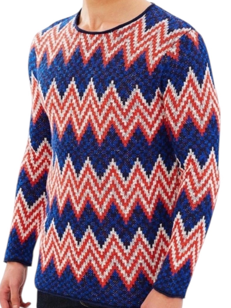Scotch & Soda Chevron Jacquard Pullover Sweater Size Xl Cotton & Linen Blend